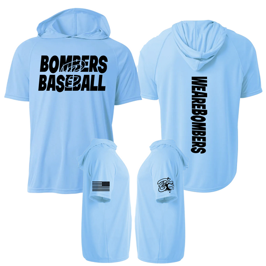 We Are Bombers Short Sleeve Hoodie, Bombers Baseball Hoodie Tshirt, Blue Hooded Tee