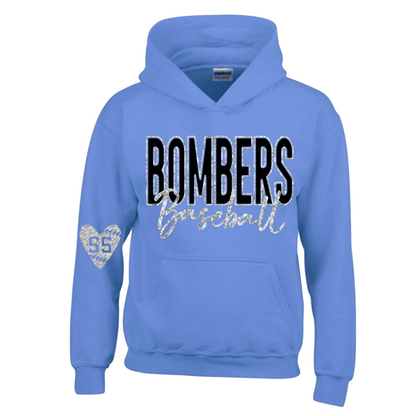 Glitter Bombers Baseball Sweatshirt, Black Bombers Sweatshirt, White Bombers Sweatshirt, Blue Bombers Sweatshirt