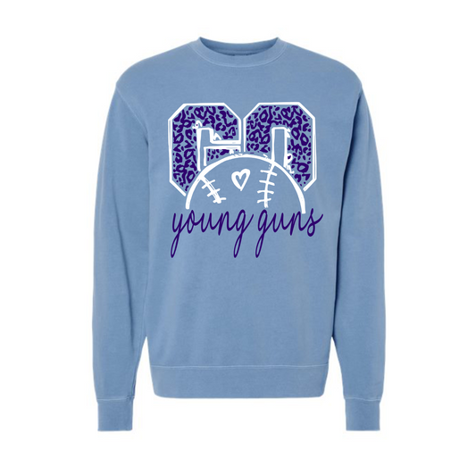 Go Young Guns Crewneck Sweatshirt, Georgetown Young Guns Sweatshirt, White Young Guns Sweatshirt, Young Guns Baseball Sweatshirt