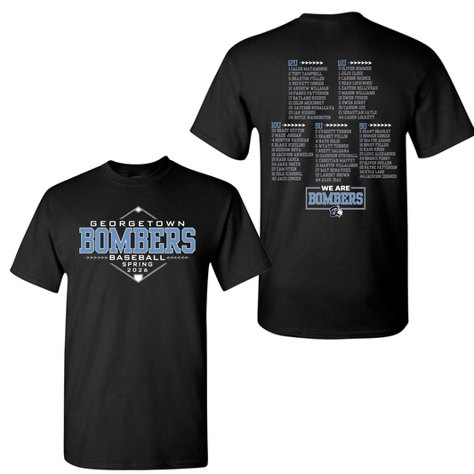 Spring 2026 Roster Shirt, GTX Bombers Roster Tshirt, Georgetown Bombers Tshirt