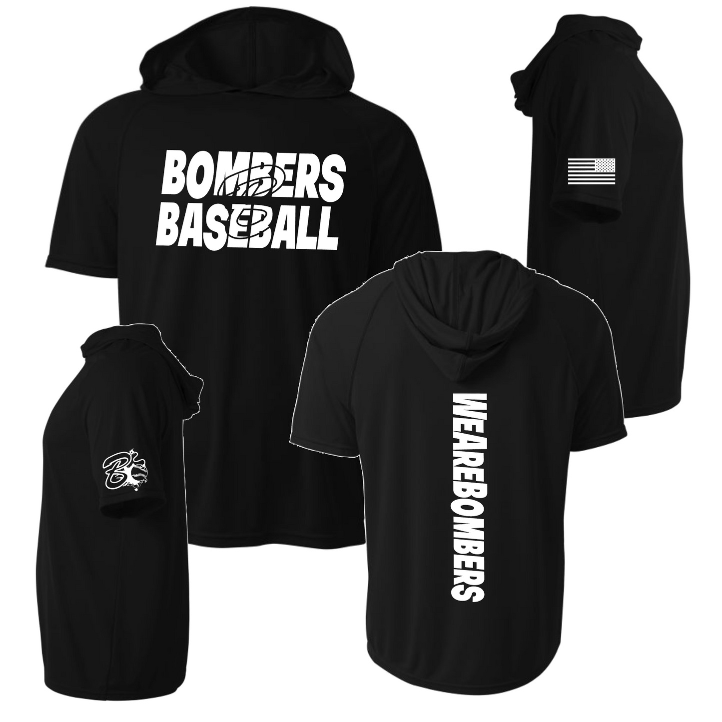 We Are Bombers Short Sleeve Hoodie, Bombers Baseball Hoodie Tshirt, Black Hooded Tee