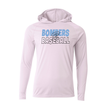 Bombers Baseball Hoodie Tee, Bombers White Baseball Spirit Wear, Georgetown Bombers Hooded Shirt