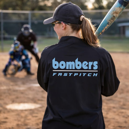 Black Long Sleeve Cage Jacket – Bombers Fastpitch Logo | Team Warm-Up Jacket