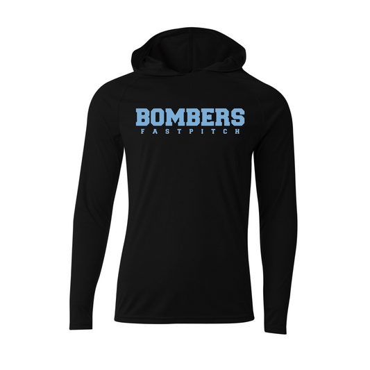 Bombers Softball Black Long Sleeve Hooded Shirt – Performance Softball Hoodie