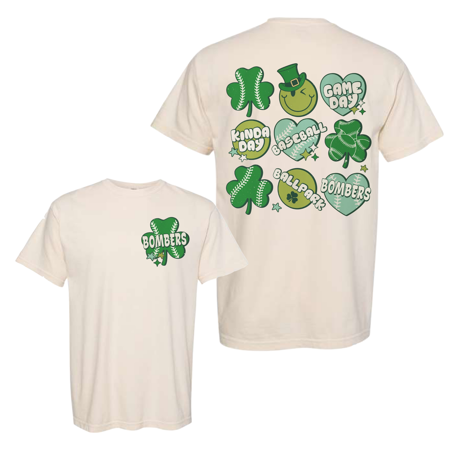 Bombers Baseball St Patricks Day Tshirt, Georgetown Bombers Tee, Shamrock Tee