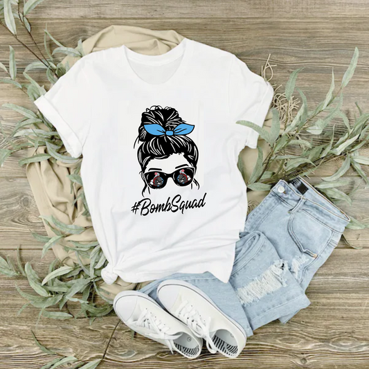 Bella and Canvas Bomb Squad Tee, Baseball White Bomb Squad Shirt, Bomb Squad Baseball Tee