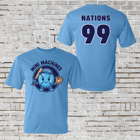 Mini Machines Practice Tshirt, Mini Machines Baseball Tee, Mini Machines Carolina Blue Shirt