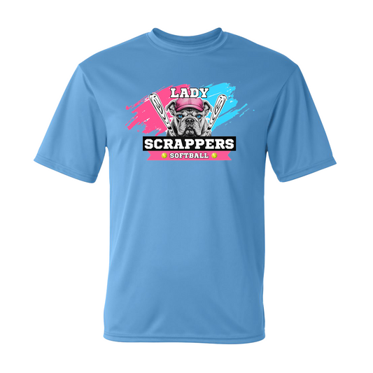 Lady Scrappers Softball Tshirt, Carolina Blue Scrappers Tee, Scrappers Softball Shirt
