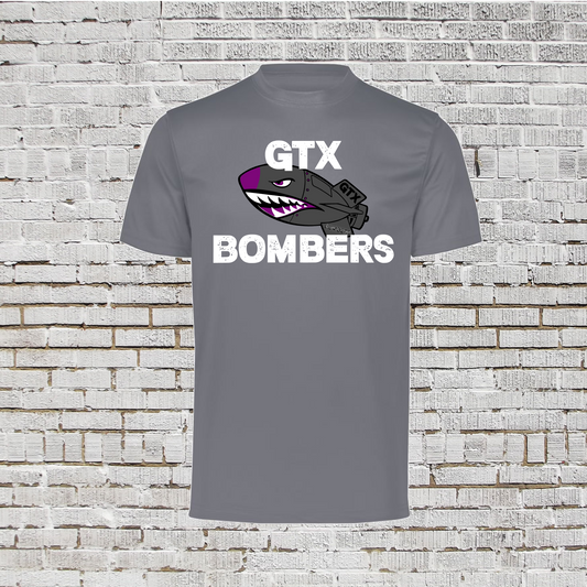 Gray GTX Bombers Softball Shirt, Bombers Tshirt, Drifit GTX Bombers Tee