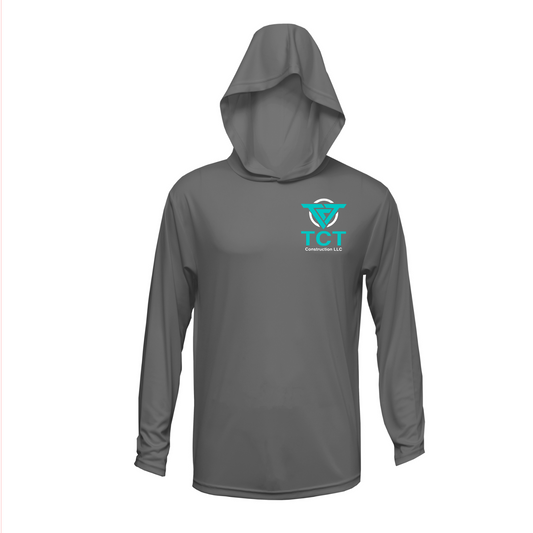 Charcoal Hooded TCT Construction Performance Shirt, Long Sleeve TCT Shirt, TCT Construction Drifit