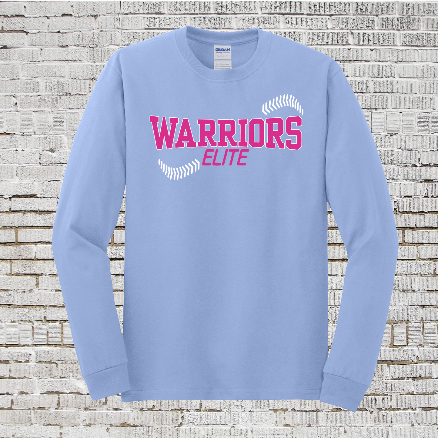 Warriors Elite Softball Tee, Carolina Blue Warriors Softball Tshirt, Blue Long Sleeve Warriors Elite Tee