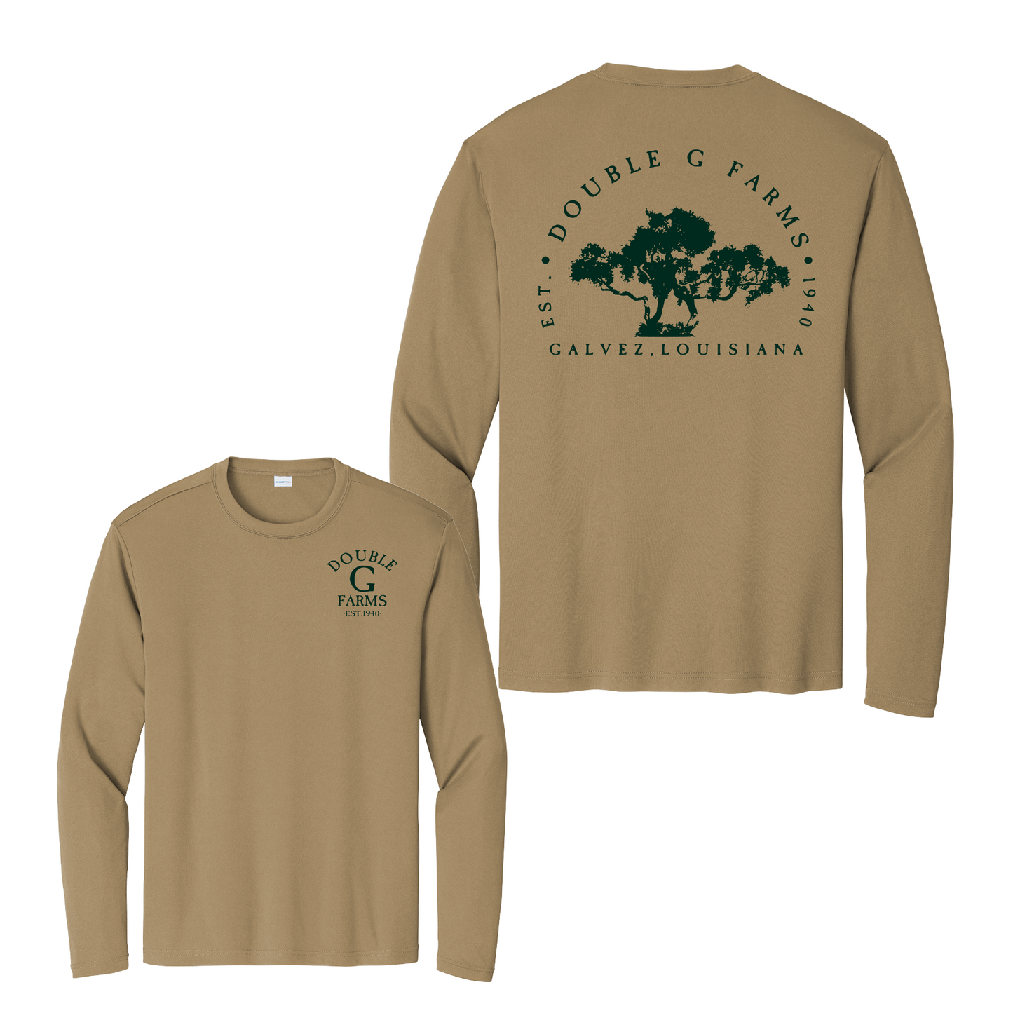 Long Sleeve Drifit Double G Farms Shirt, Sport Tek Double G Tee