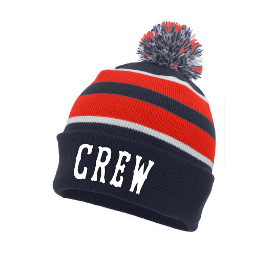 Red and Navy Crew Beanie, Winter Hat, Crew Baseball Beanie