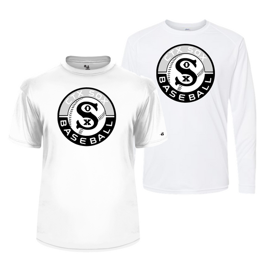 White Round CTX Sox Baseball Tshirt, Sox Baseball White Shirt, Longsleeve Sox Baseball Tee