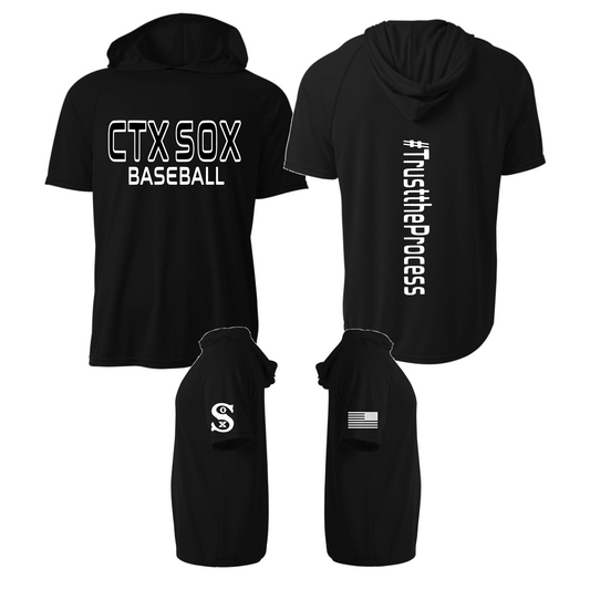 Black Sox Logo Short Sleeve Hoodie, Sox Baseball Hoodie Tshirt