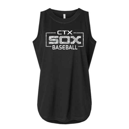 CTX Sox Glitter Baseball Tank Top, Sox Glitter Tee, Sox Black Tank, CTX Sox Womens Shirt