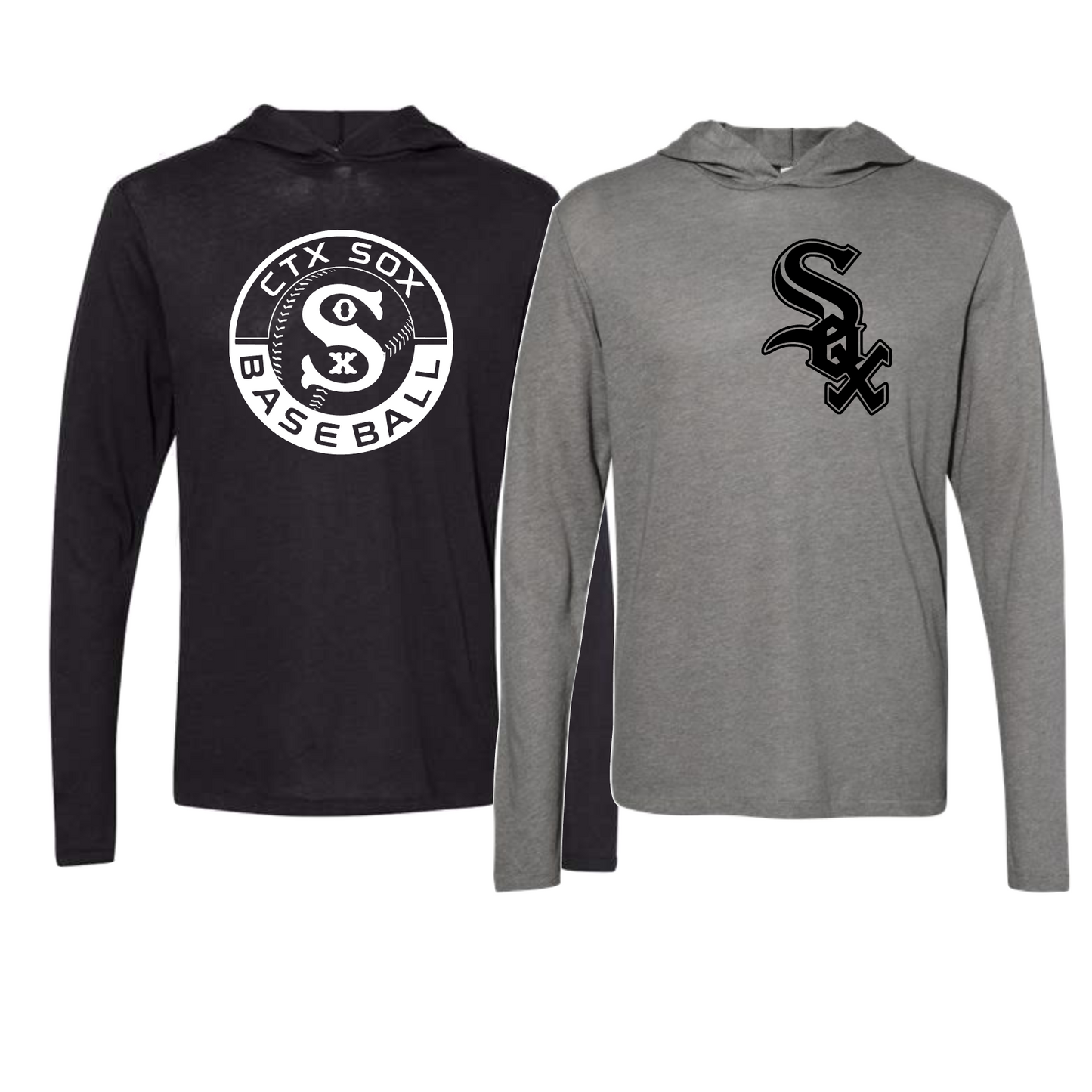 Sox Baseball Long Sleeve Hoodie Tee, Lightweight CTX Sox Hoodie Shirt