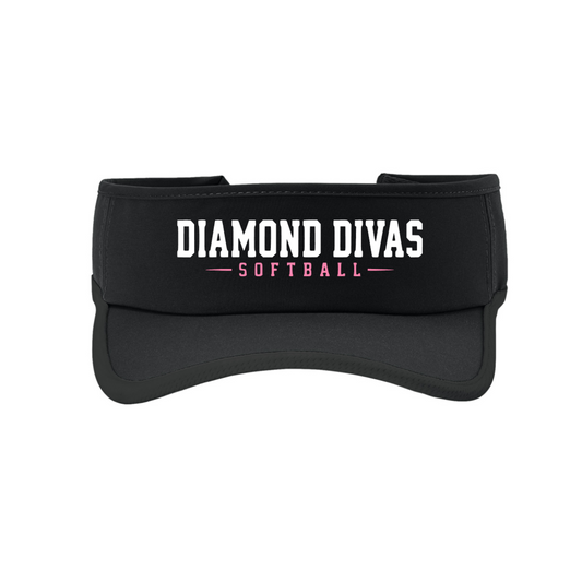 Black Diamond Divas Softball visor with pink and white team design