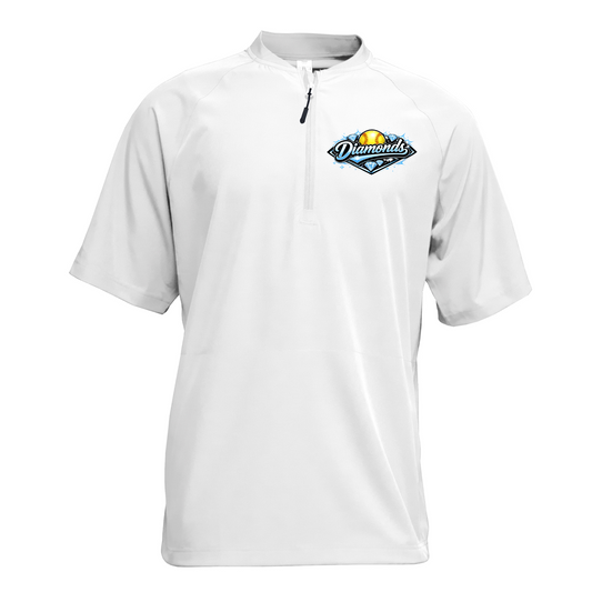 Short Sleeve White Cage Jacket – Diamonds Softball Logo | Team Warm-Up Top