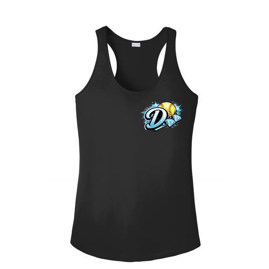 Diamonds Softball Performance Racerback Tank – Black