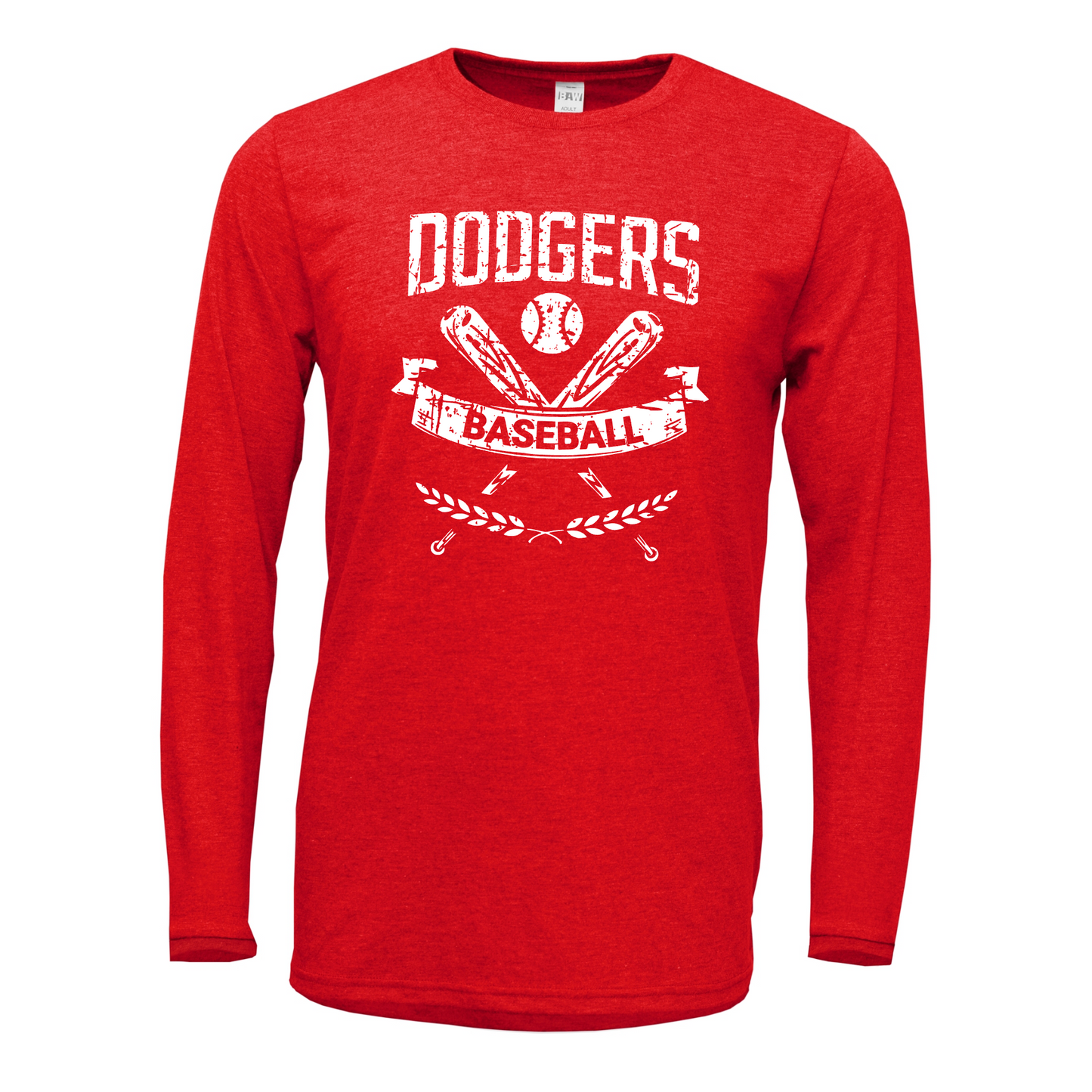 Red Leander Dodgers Baseball Long Sleeve Performance Tee