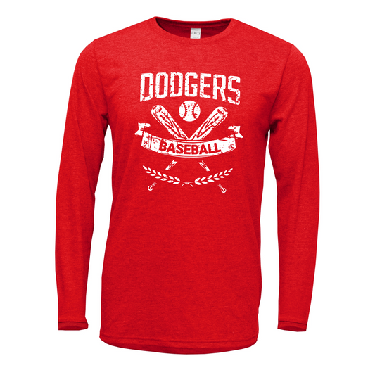 Red Leander Dodgers Baseball Long Sleeve Performance Tee