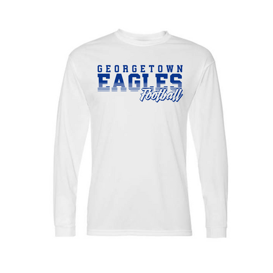 White Georgetown Football Long Sleeve Shirt, Eagles Football Tee, Georgetown Eagles Spiritwear