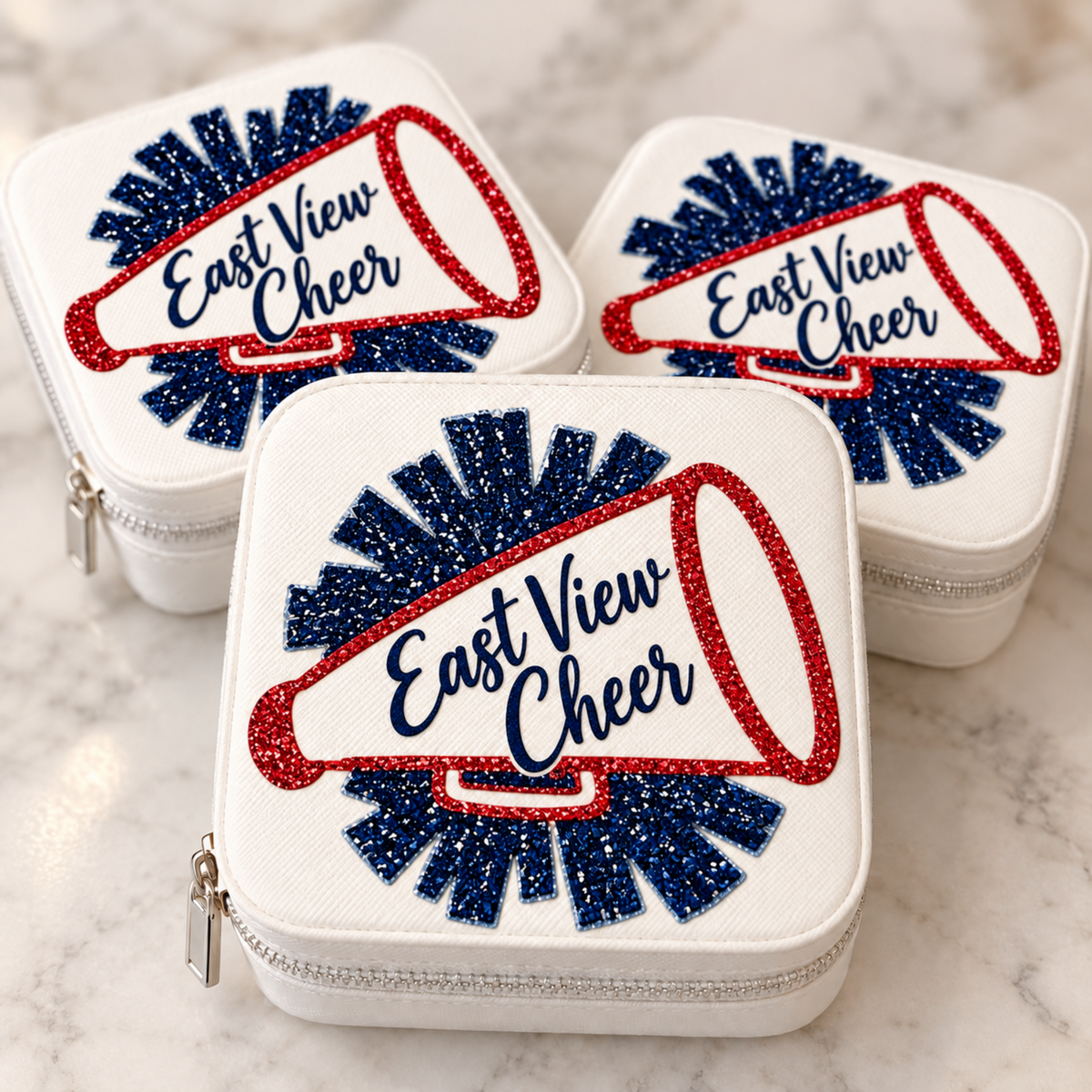 East View Cheer Glitter Accessory Case - White