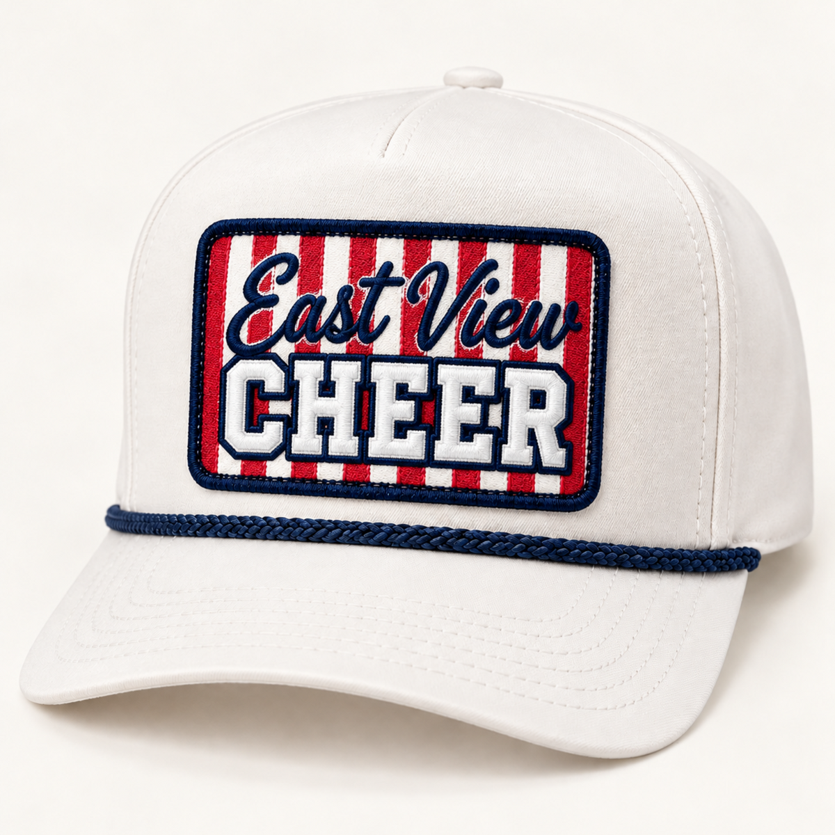 East View Cheer Striped Patch Rope Hat - White