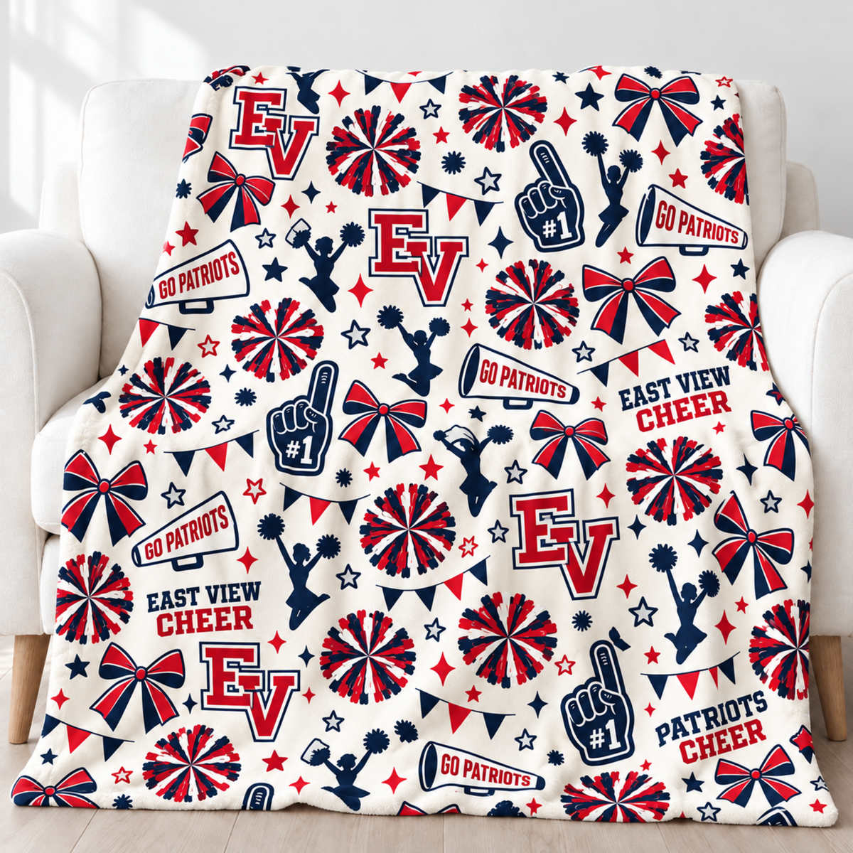 East View Patriots Cheer Icon Blanket - Ivory