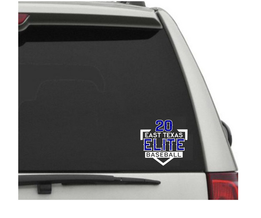 East Texas Elite Baseball Window Decal, Number Car Decal, Elite Window Sticker