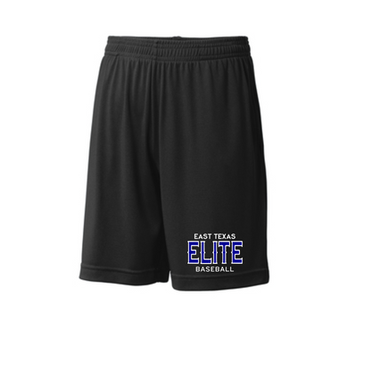 Black East Texas Elite Pocket Shorts, East Texas Elite Baseball Shorts, Mens Elite Baseball Training Shorts