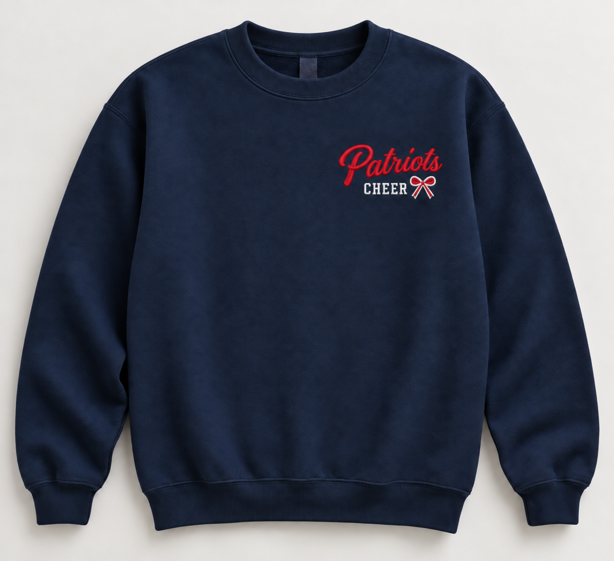 Eastview Patriots Cheer Embroidered Script Crewneck - Navy