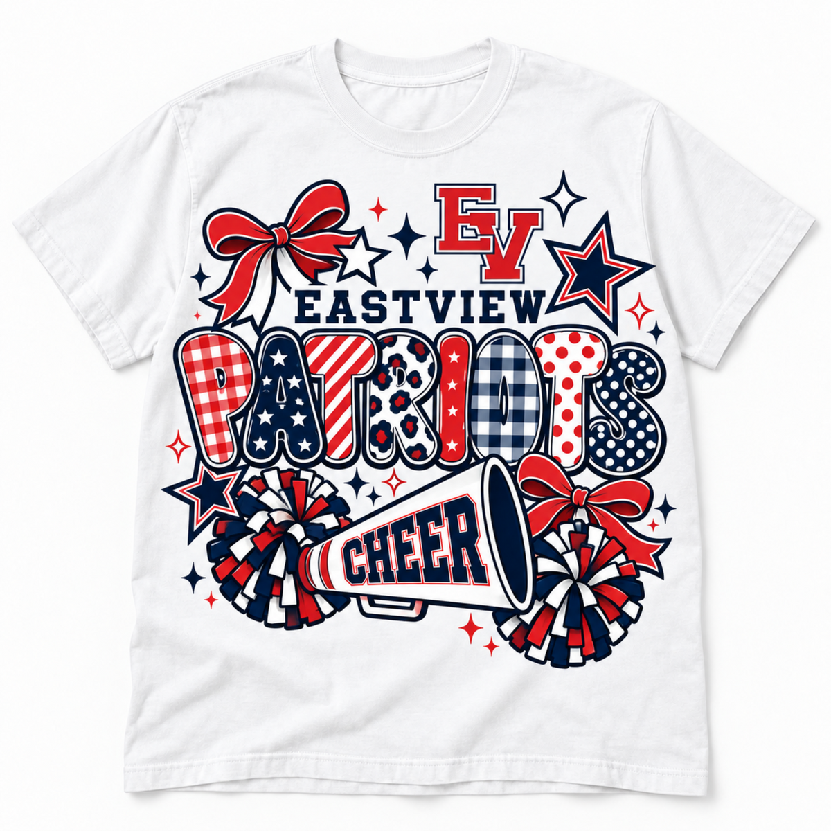 Eastview Patriots Cheer Retro Tee - White