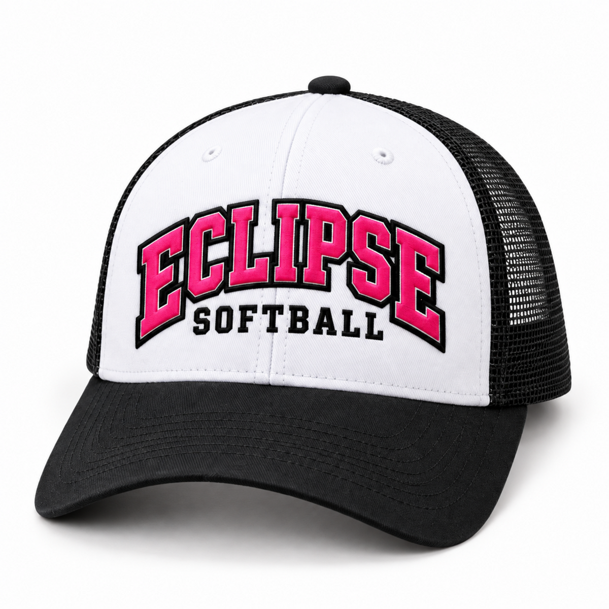 Eclipse Softball Pink & Black Embroidered Trucker Hat