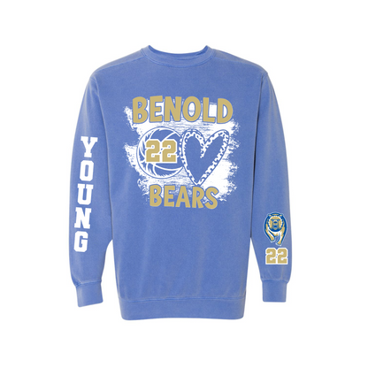 Benold Bears Basketball Heart Shirt – Comfort Colors Flo Blue Tee & Sweatshirt