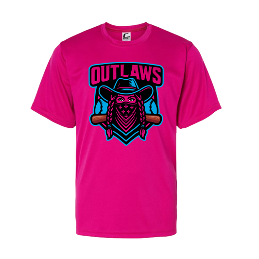 Pink Outlaws Softball Western Cowgirl Graphic T-Shirt | Outlaws Softball Fan Shirt