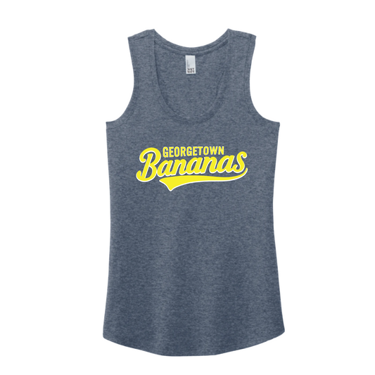 Navy Georgetown Bananas Tank Top, Women's Tank, Navy District Bananas Softball Sleeveless Shirt