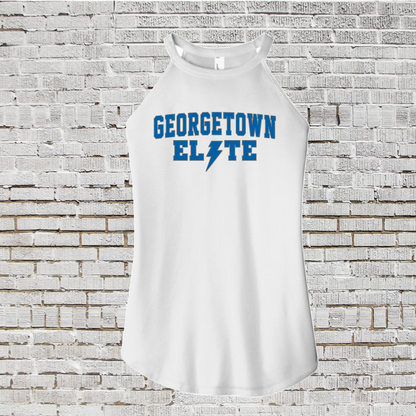 Georgetown Elite Blue Rocker White Tank Top, Women's Rocker Tank, White Tank Top, District Tank
