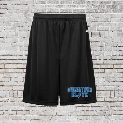 Elite Black Drifit Shorts, Georgetown Elite Shorts, Elite Softball Shorts