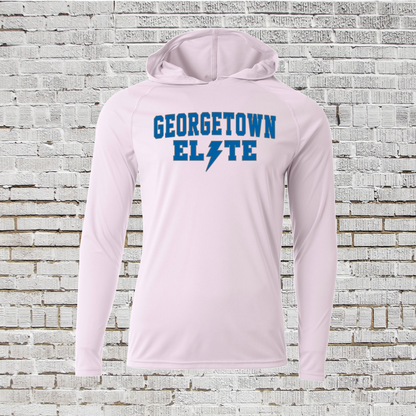 Georgetown Blue Elite Hooded Shirt, Drifit Hoodie White Tee, Georgetown Softball Allstars Shirt