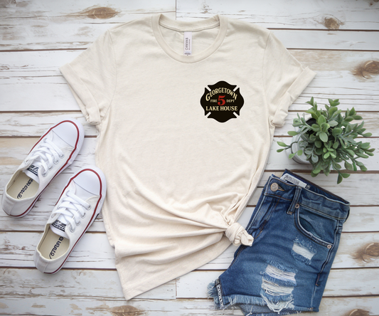 Natural Georgetown Fire Dept Bella and Canvas Tee, Georgetown Lake House Tshirt