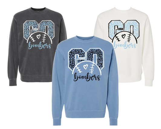 Go Bombers Crewneck Sweatshirt, Black Bombers Sweatshirt, White Bombers Sweatshirt, Blue Bombers Sweatshirt