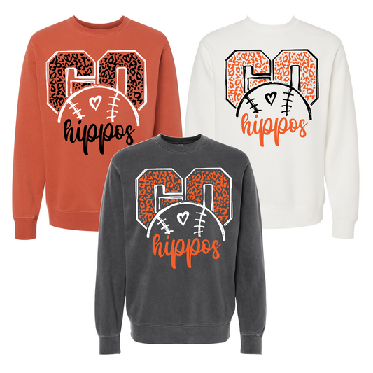 Go Hippos Baseball Sweatshirt, Go Hippos Game Day, Hutto Sweatshirt