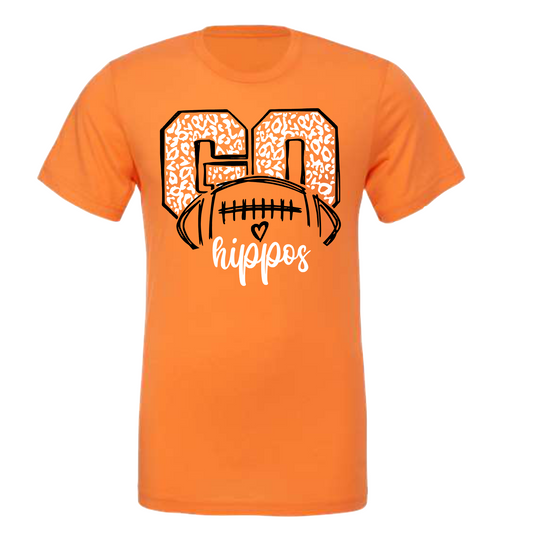 Go Hippos Football Orange Hutto Hippos Tee, Hutto Hippos Tshirt, Hippos Shirt