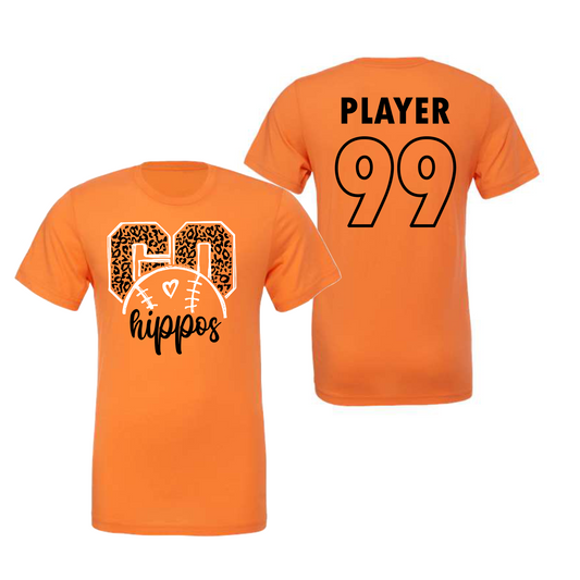 Go Hippos Orange Hutto Hippos Baseball Tee,Player Number and Name Hutto Hippos Tshirt, Hippos Shirt