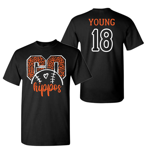 Go Hippos Black Hutto Hippos Tee,Player Number and Name Hutto Hippos Tshirt, Hippos Shirt