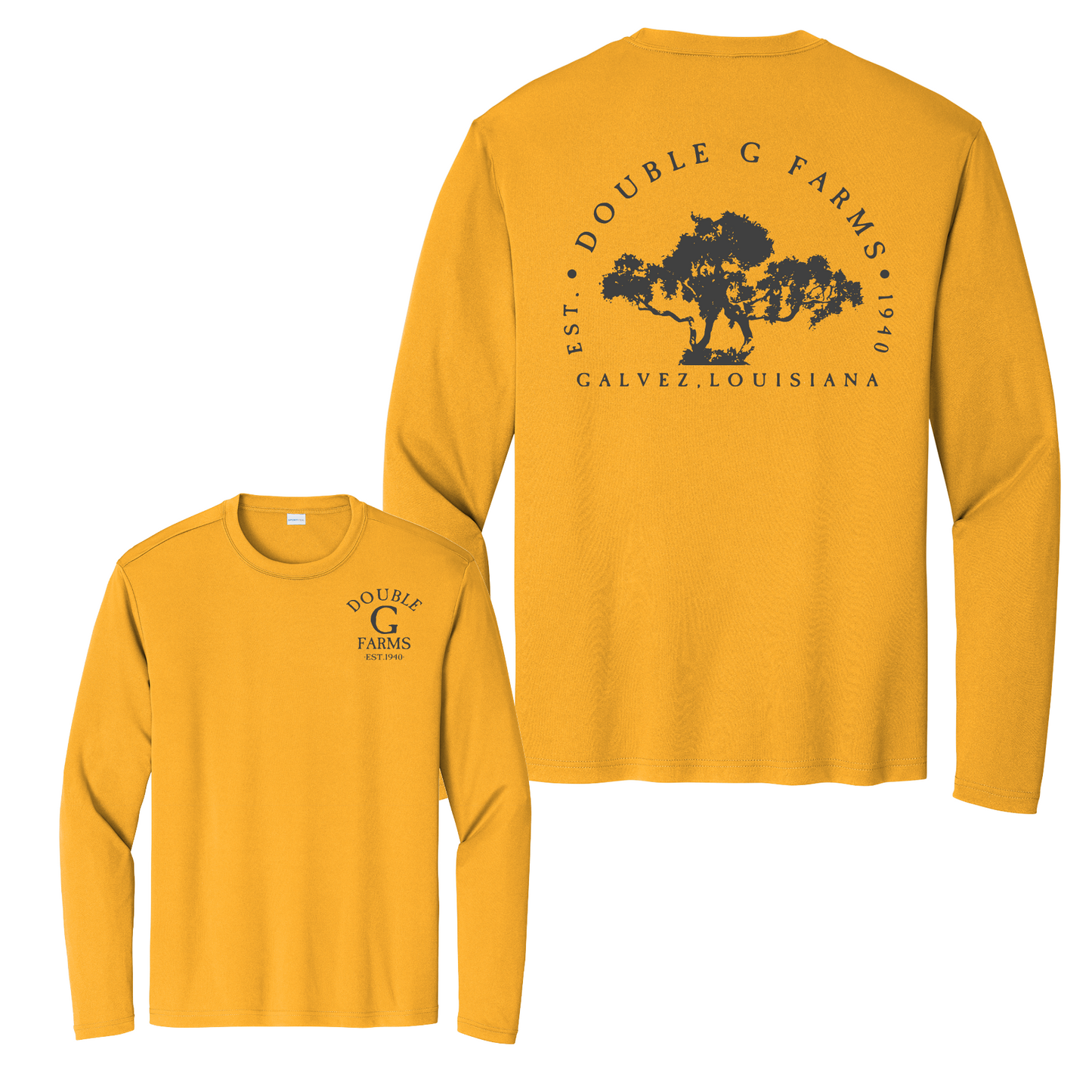 Long Sleeve Drifit Double G Farms Shirt, Sport Tek Double G Tee