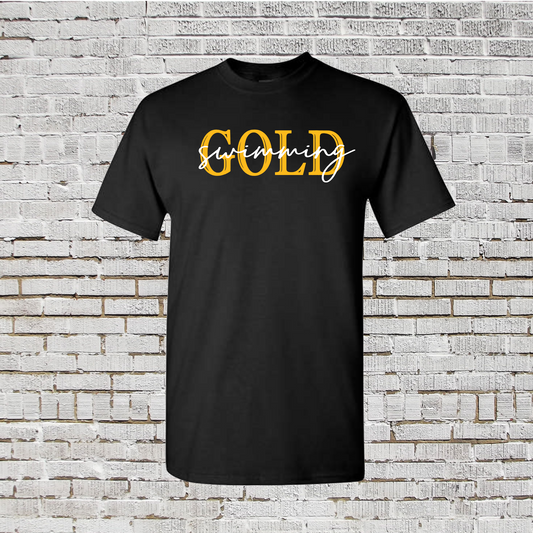 Gold Swimming Tshirt, Black Texas Gold Tee, Texas Gold Swimming Shirt, Texas Gold Sweatshirt