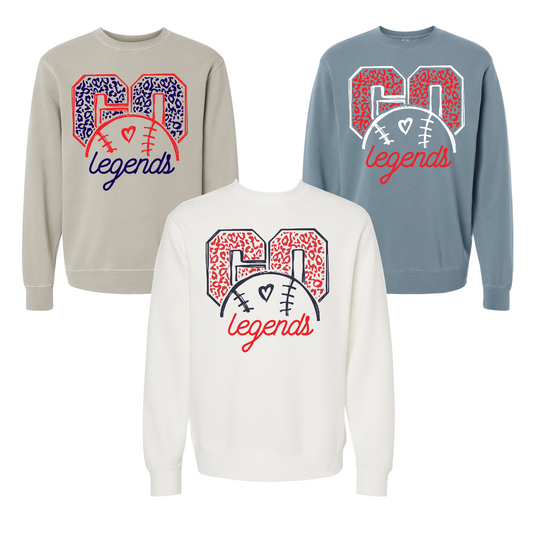 Go Legends Crewneck Sweatshirt, GPS Legends Sweat Shirt, Leopard Print GPS Legends sweatshirt